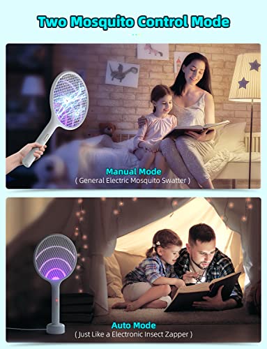 Yissvic Electric Fly Swatter 4000V Bug Zapper Racket Dual Modes Mosquito Killer With Purple Mosquito Light Rechargeable For Indoor And Outdoor Home Office Backyard Patio Camping (1 Pack) #TOP2