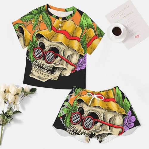 Pyjama manches courtes ensemble tropical femme vêtements de nuit légers - 7