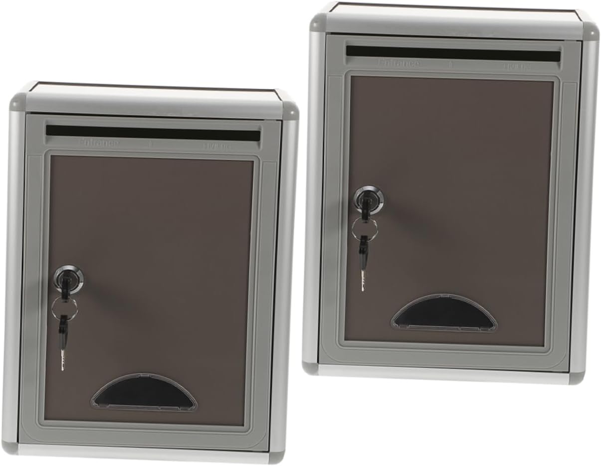 TEHAUX 2pcs Wall-Mounted Mailbox Metal Wall Mount Mail Box Capacity for Envelopes Documents Newspapers Magazines Lock