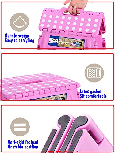 Image of ACKO Folding Step Stool - 13 inch Height Premium Heavy Duty Foldable Stool for Kids and Adults, Kitchen Garden Bathroom Stepping Stool (Pink)