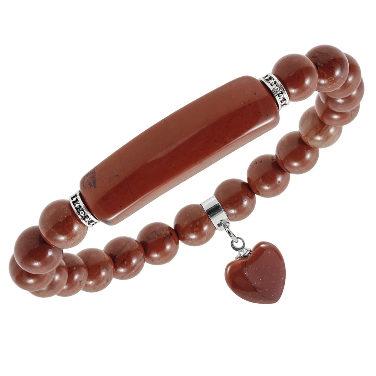 YDYDTTKD Stein-Armband, 8 mm Perlen, Chakra-Kristall, Energie, Herz-Charm-Armband, handgefertigter Schmuck für Frauen, Bergkristall