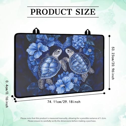 Image of Poceacles Stove Top Cover Protector Glass Stove Guard Anti-slip Scratch Resistant Cooktop Protector Range Cover Extra Counter Space, 29'' x 21'', Sea Turtle Flower Blue