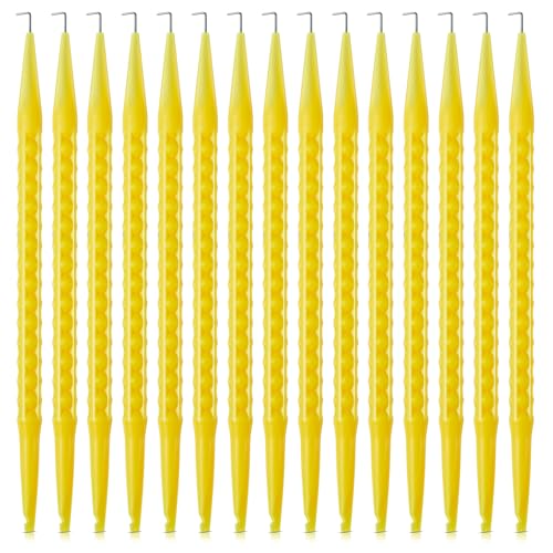 Image of Daifunli 15 Pcs Probe Pick Spudger Tools Bulk Nylon with L-Shaped Wire Hook 7 inch Length for Telecom Data Communication and Alarm Installers (Yellow)