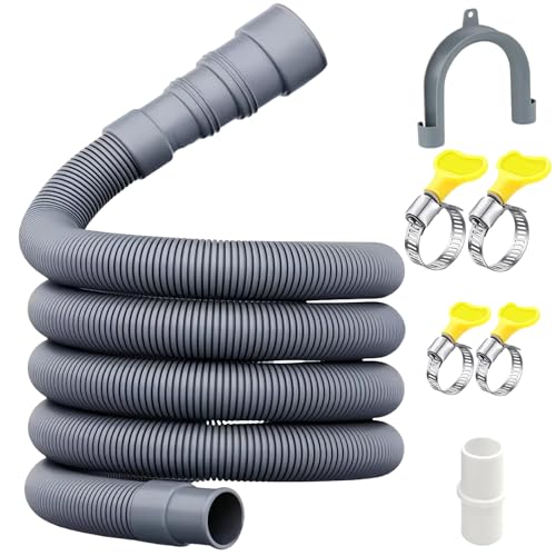16-FT Universal Washing Machine Drain Hose Kit – Extra-Long Flexible...