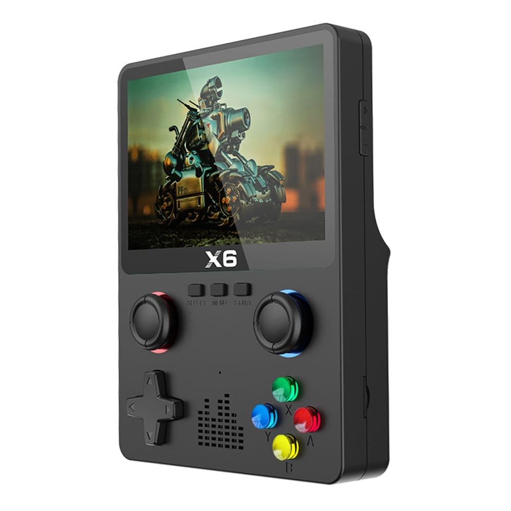 Nuovo X6 Schermo IPS 3.5Inch Lettore di Gioco Palmare Doppio Joystick 11 Simulatori GBA Console per Videogiochi per Bambini (nero)