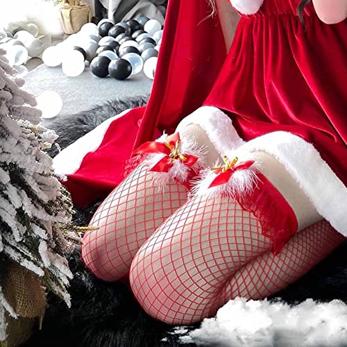 Image of Acenail Christmas Fishnet Stockings Xmas Nylon Tights Holiday Stockings for Women Halloween Cosplay Stocking