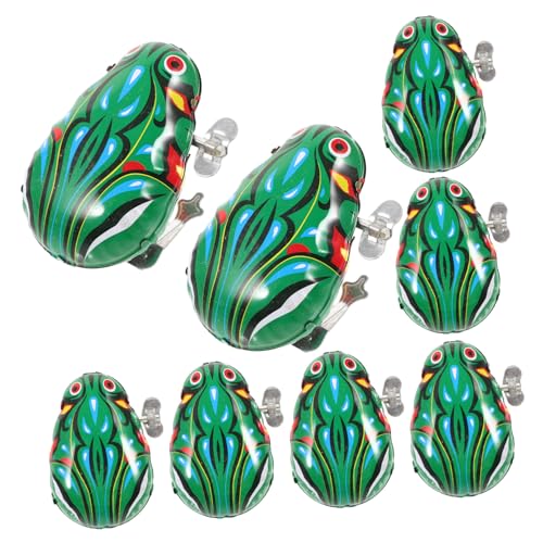 VANZACK 8Pcs Wind Up Frog for Retro Clockwork Jumping Frogs Creative Educational Cartoon Playthings for Green