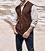 Ryannology Mens Full Zip Up Sweater Vest Knitted Cardigan Slim Fit Casual Warm Sleeveless Outerwear with 2 Pockets Brown