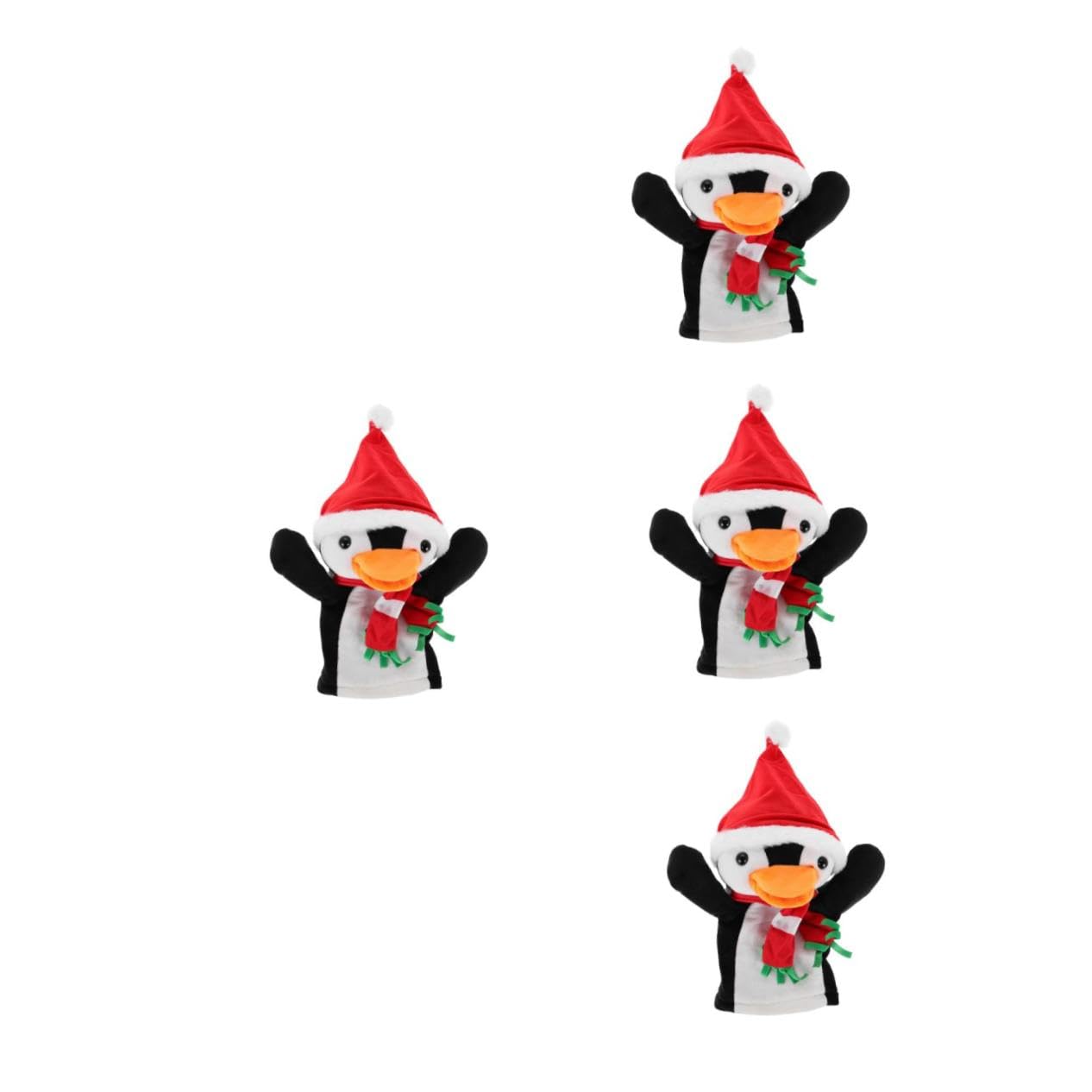 Beaupretty 4 Pièces Marionnette à Main Pingouin de Noël Peluche Douce Interactive pour Garçon Fille Marionnettes Doigts Mignonnes Animaux pour Jeux de Rôle et Conte Festif