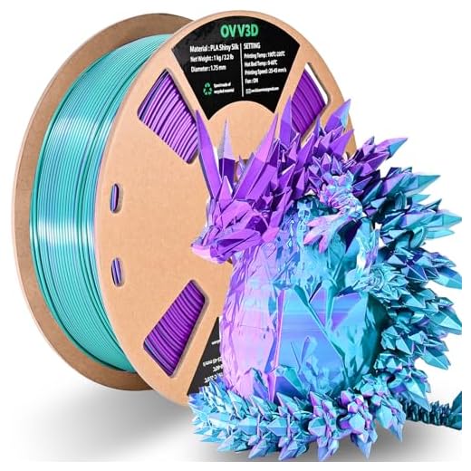 OVV3D PLA Filament 1.75mm, 3D Printer Filament Silk PLA Dual Color Filament, Purple and Sky Blue PLA Filament, Color Change Every Inch Filament 3D Printer Filament +/-0.02mm, 1kg/2.2lb