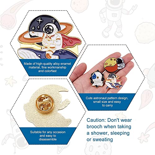 Image of Cheriswelry 13Pcs 13 Styles Cute Space Enamel Alloy Pins Bulk Astronauts Cartoon Brooch Pins Set Fashionable Planet Theme Lapel Pins 25-60mm for Clothing Hat Jacket Bag Decoration