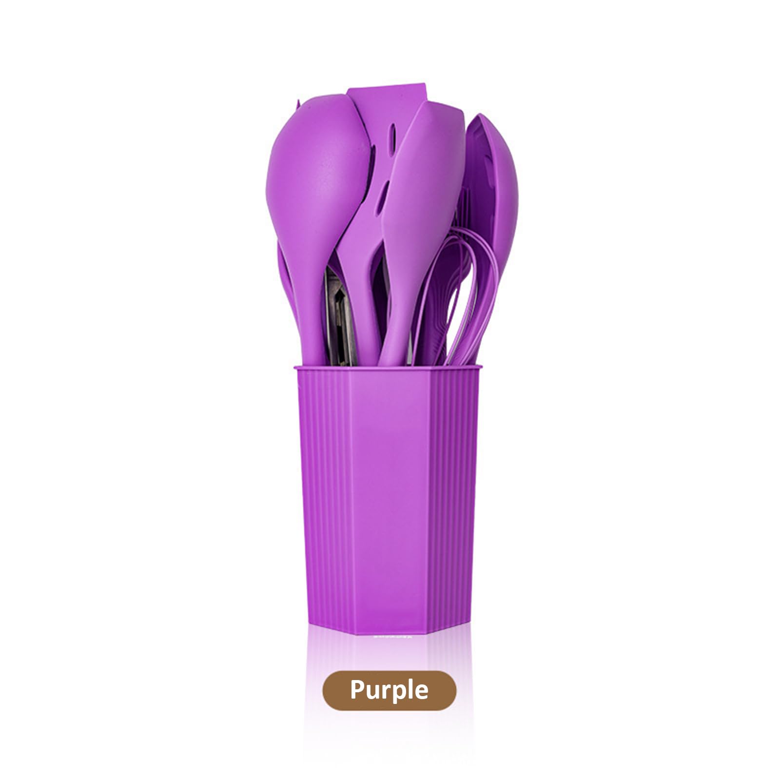 Küchenhelfer Set, 12 Teiliges Silikon Kochutensilien Kochbesteck Set, Hitzebeständiger Kochgeschirr Mit Utensilienhalter, Antihaft Kochset Küchenutensilien, Spülmaschinenfest,Puple
