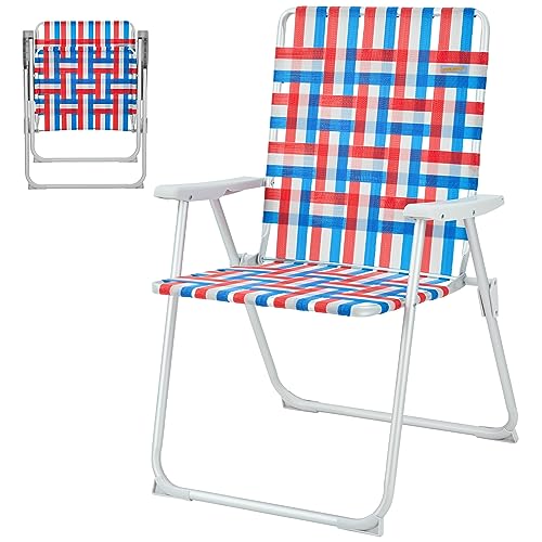 #WEJOY Silla plegable para césped, playa, con respaldo alto, sillas portátiles para adultos con brazo duro, correa de transporte para acampar al aire libre, jardín, concierto, festival, picnic, arena