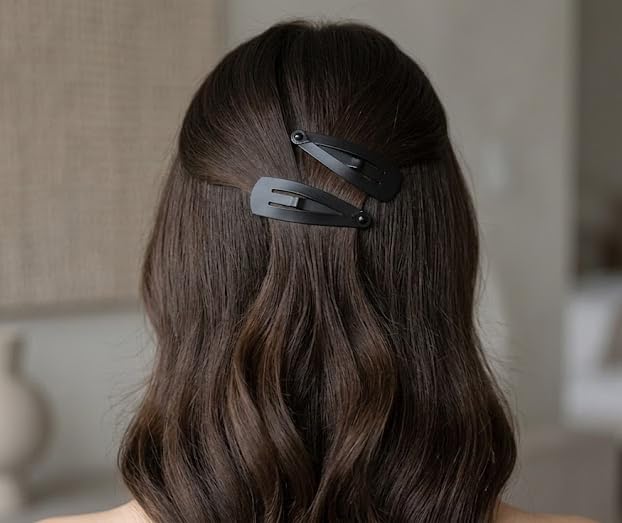 Image of Glaze Matte Finish Large Black Tic Tac Hair Clips, Pack of 12