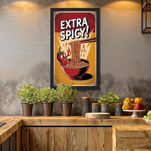 Image of NoWorries Wall art framed painting food posters for cafe decor (Synthetic wood frame) inch300 GSM premium art HD prints inch Wall painting for Home & Kitchen Decor (Pattern illustration)( Set of 1, Framed Painting) (BLACK, ART-3, 10X19INCHES)
