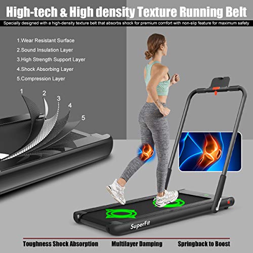 COSTWAY 2-in-1 loopband, inklapbaar, 2,25 HP, wandelpad onder het bureau met app, bluetooth en afstandsbediening, 1-12 km/u, loopband voor thuis - Afbeelding 6