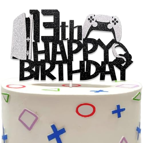 DazzJoy Glitter videogioco decorazione torta 13° compleanno gioco decorazione torta per ragazzi torta topper per teenager, decorazione torta gamer