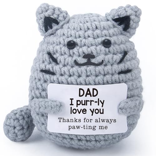 atimier Funny Crochet Gifts for Dad - Cute Cat Decor, Ideal for Birthday, Father's Day, Christmas, Valentine's Day & Easter, Paw - Some Pun to Show Love(Dad Gift)