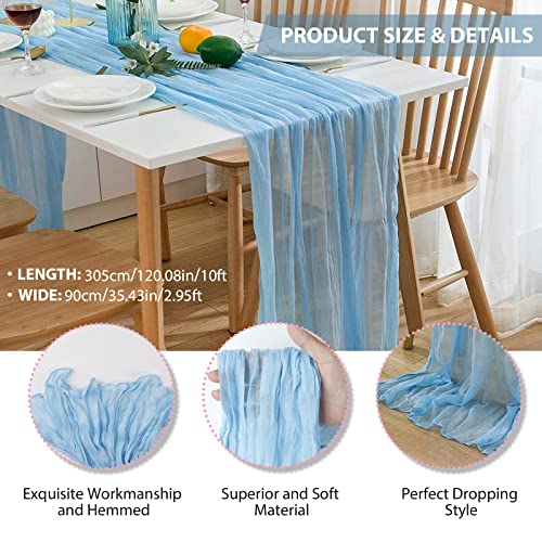 Avitorry 6Pcs Baby Blue Cheesecloth Table Runner 10Ft Gauze Cheese Cloth Table Runner 120 Inches Long Cheesecloth Table Runner Bulk For Wedding Bridal Baby Shower Boy Birthday Party Table Decorations #TOP2