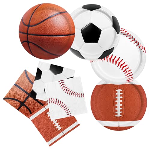 Gatherfun Sports Themed Birthday Party Kit for 40 - Includes Sports Themed Plates and Napkins for Boys Sports Theme Party Decorations Supplies