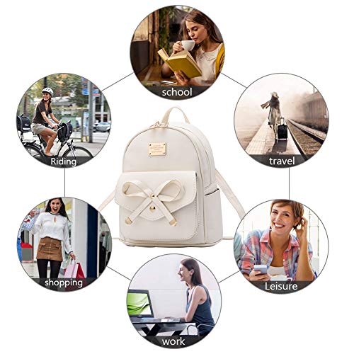 Image of I IHAYNER Girls Bowknot Cute Leather Backpack Mini Backpack Purse for Women