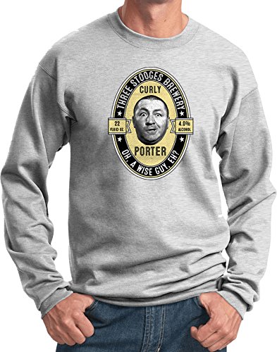 Three Stooges Sweatshirt Curly Porter Sweat Shirt, Ash, 2XL