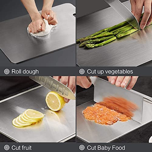 Image of REDSKY Chopping Board for Kitchen Vegetable Cutting Board, Metal Board, Vegetable Cutter Board, Durable Cutting Counter top Board /Chopping Board (Size 31.8CM X 21CM) (Stainless Steel)
