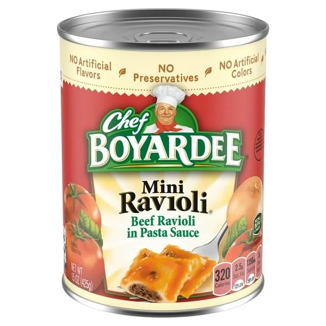 Mini Beef Ravioli Canned Pasta 15 oz cans (Pack of 12)