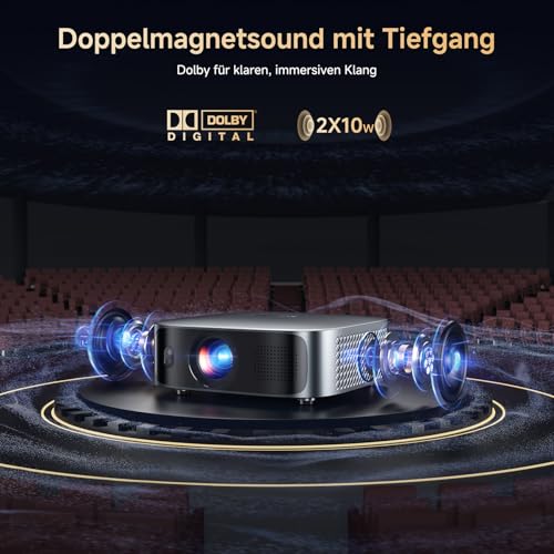 Smart Beamer 4K kompatibel mit Netflix & Dolby Audio, KOGATA Kurzdistanz Projektor mit Autofokus & 6D Trapezkorrektur, WiFi/Bluetooth, Native 1080P Heimkino Beamer für Outdoor & Schlafzimmer