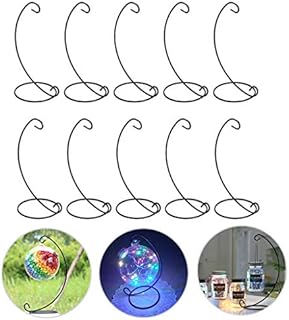 BSTKEY Set of 10 Ornament Display Stand Holder - Iron Hanging Hook Holder Rack for Hanging Glass Globe Air Plant Terrarium Witch Ball Bauble, Home Garden Office Party Craft (Black)