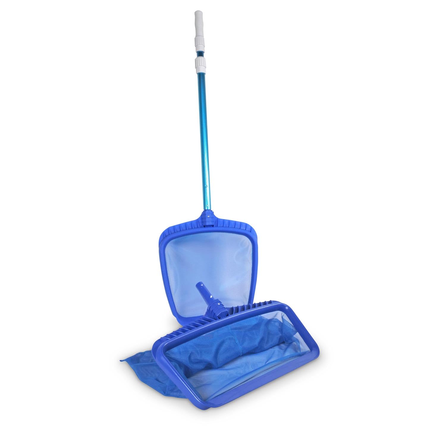 Boden- und Laubkescher Set inkl. Teleskopstange 60–180 cm - Poolkescher mit tiefem & flachem Netz - stabiles Aluminium - perfekt für Pool Teich & Schwimmbecken
