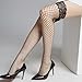 W-ZEST 2Pairs Fishnet Thigh High Stocking for Women Silicone Lace Top Sheer Over Knee Silky Stockings (US, Alpha, One Size, Plus, Regular, Black (large mesh))