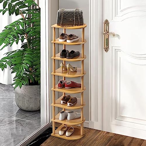 Wood Shoe Rack - Narrow Shoe Rack 8 Tier ,Vertical Shoe Shelf for Small Spaces, Tall Skinny Shoe Organizer for Entryway Closet Corner Bedroom and Garage - Free stacking of DIY Space Saving Shelves. Wood Shoe Rack - Narrow Shoe Rack 8 Tier ,Vertical Shoe Shelf for Small Spaces, Tall Skinny Shoe Organizer for Entryway Closet Corner Bedroom and Garage - Free stacking of DIY Space Saving Shelves.