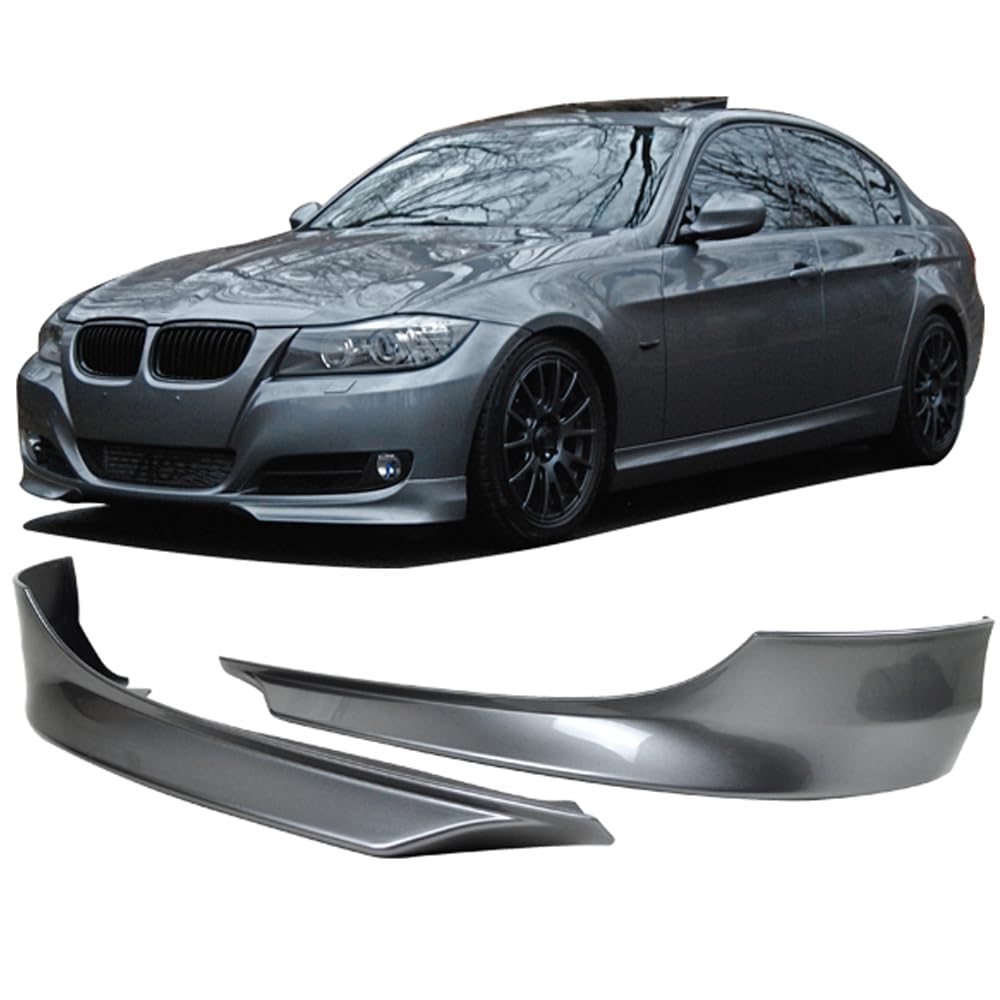 Pre-painted Front Bumper Lip Splitter Compatible With 2009-2012 BMW E90 3 Series, L Type Painted Space Gray # A52 PP Air Dam Chin Diffuser Front Bumper Lip Available by IKON MOTORSPORTS