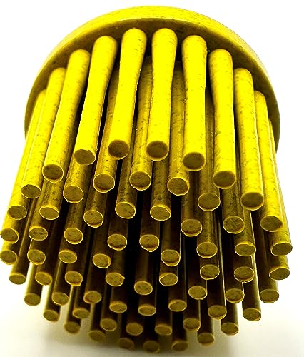 Image of 10 Pack 1 inch 80 Grit Yellow R-Type Bristle Disc | Ceramic-Aluminum Oxide Abrasive Bristle Disc with Quick Change Roll Lock | Pack of 10 | Yellow