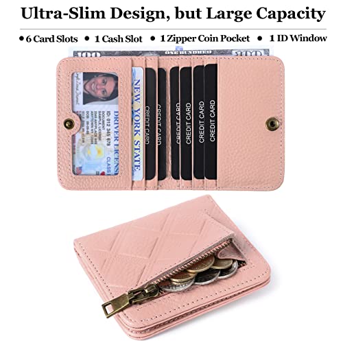 Image of Womens Wallet RFID Blocking Small Compact Bifold Genuine Leather Pocket Wallet Mini Wallets for Women Ladies Purse