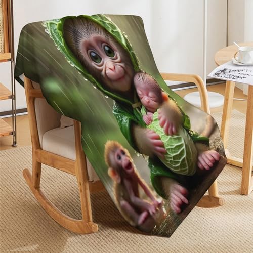 Manta de franela para sofá con diseño de mono para tardes frías 8