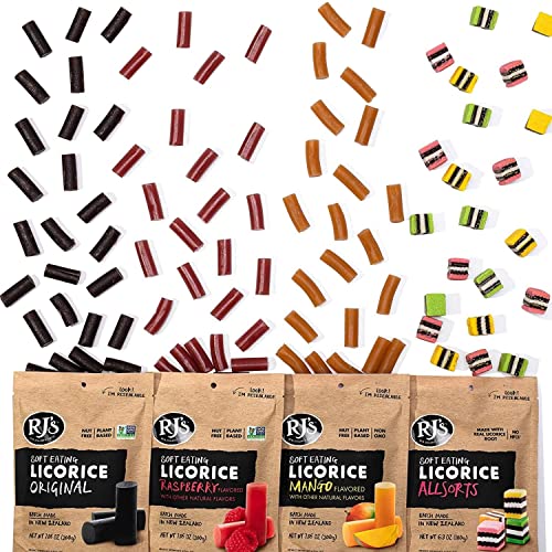 Soft Eating Raspberry Licorice - Rj's Licorice 7.05Oz Bag - Non-Gmo, No Hfcs, Vegan-Friendly & Kosher - Batch Made In New Zealand #TOP4