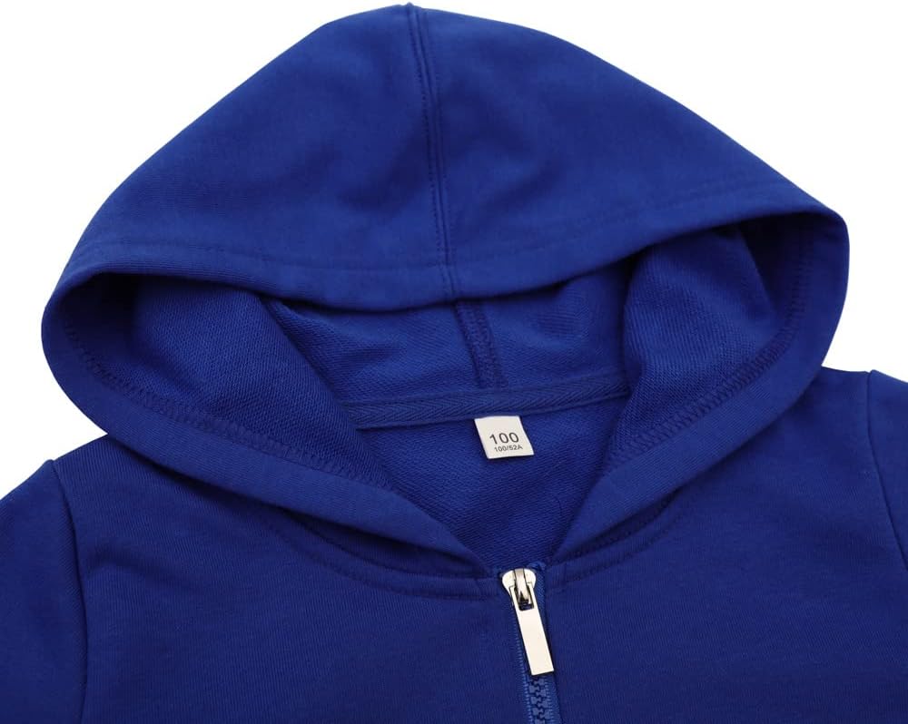 DINGDONG'S CLOSET Kid Toddler Boy Girl Solid Multi-Color Basic Cotton Hoodie Hooded Zip Up Sweatshirts Pullover Jacket
