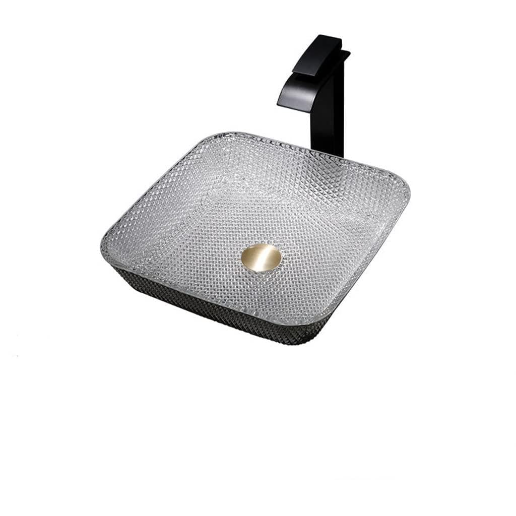 Lavabo élégant en verre trempé pour évier de comptoir d'art d'hôtel moderne