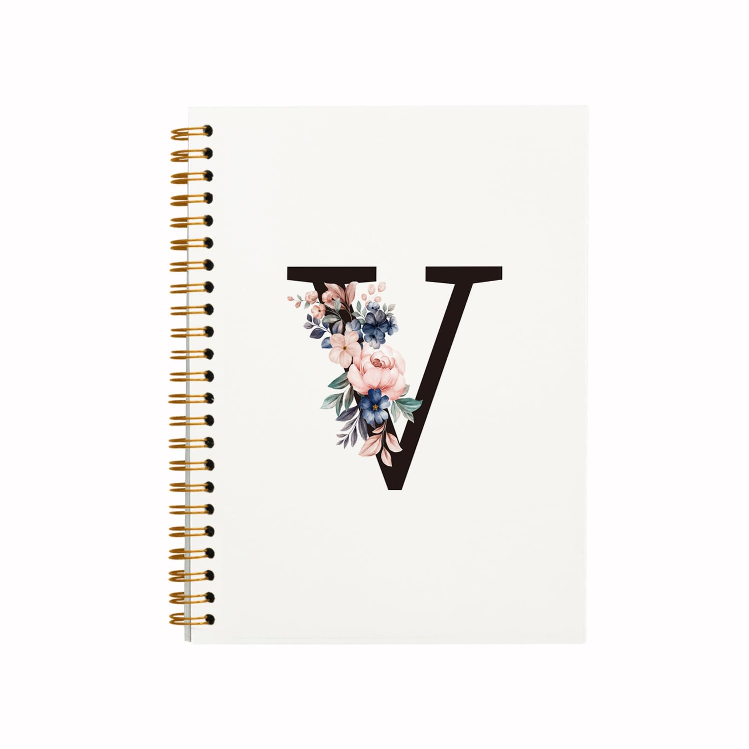 QUICQOD Cuaderno en espiral, cuaderno de letra V, cuadernos de lectura inicial, regalos de monograma, cuaderno en espiral de tapa dura de 5.5 x 8.3 pulgadas