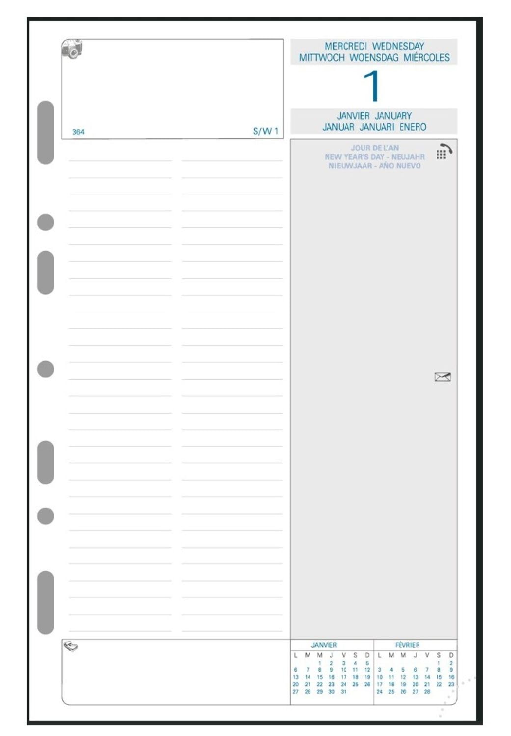 Exacompta 28250E Refill Organizer for Exatime 21 Daily Yearly Annual 1st and 2nd Semester White Paper Jan to Dec - Year 2020
