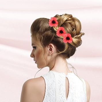 50PCS Artificial Flower Heads Silk Fake Silk Red Flowers for Bridal Hair Clips Headbands Dress DIY Accessories Wedding Party Supply Table Decorative
