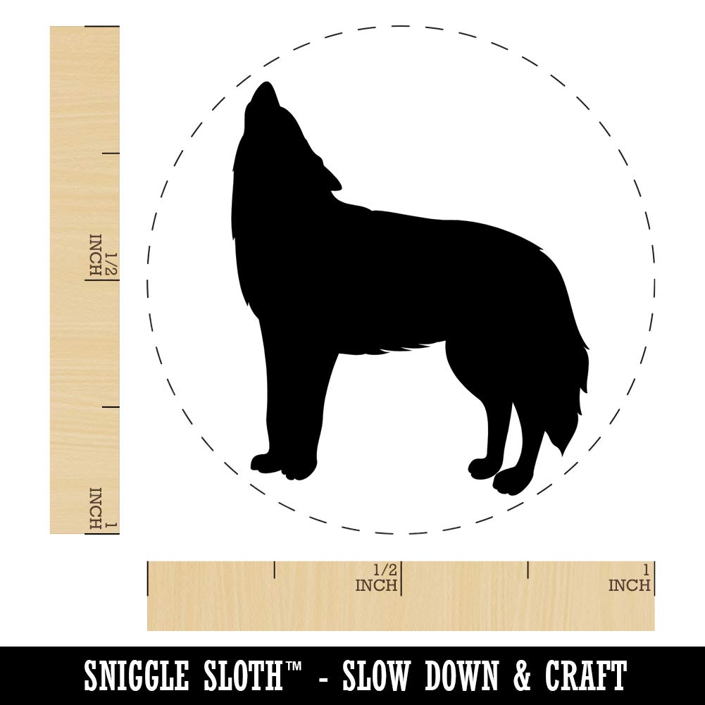 Howling Wolf Solid Rubber Stamp for Stamping Crafting Planners - 1 Inch Medium