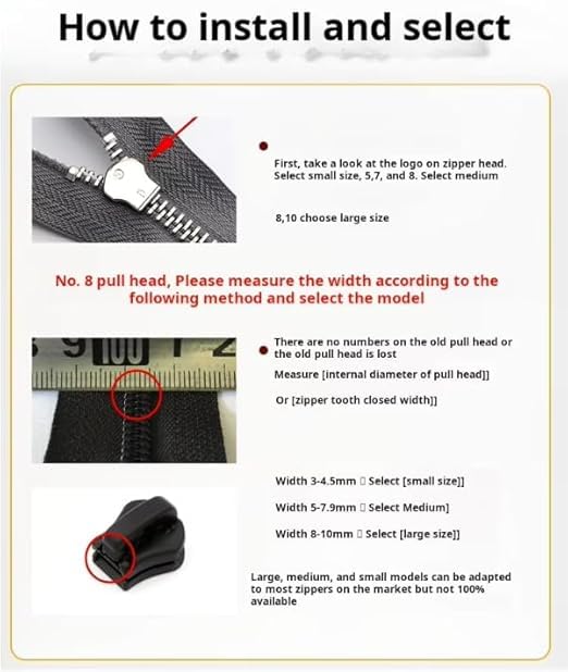 TAKASH Zipper Repair Kit Instant Zipper Sliders with Nylon Pull Tabs,Replacement Plastic Zipper Pulls,Universal Screw-Fix Removable Zippers for Bags,Jackets-Luggage Black(Pack of 6,Small) 4