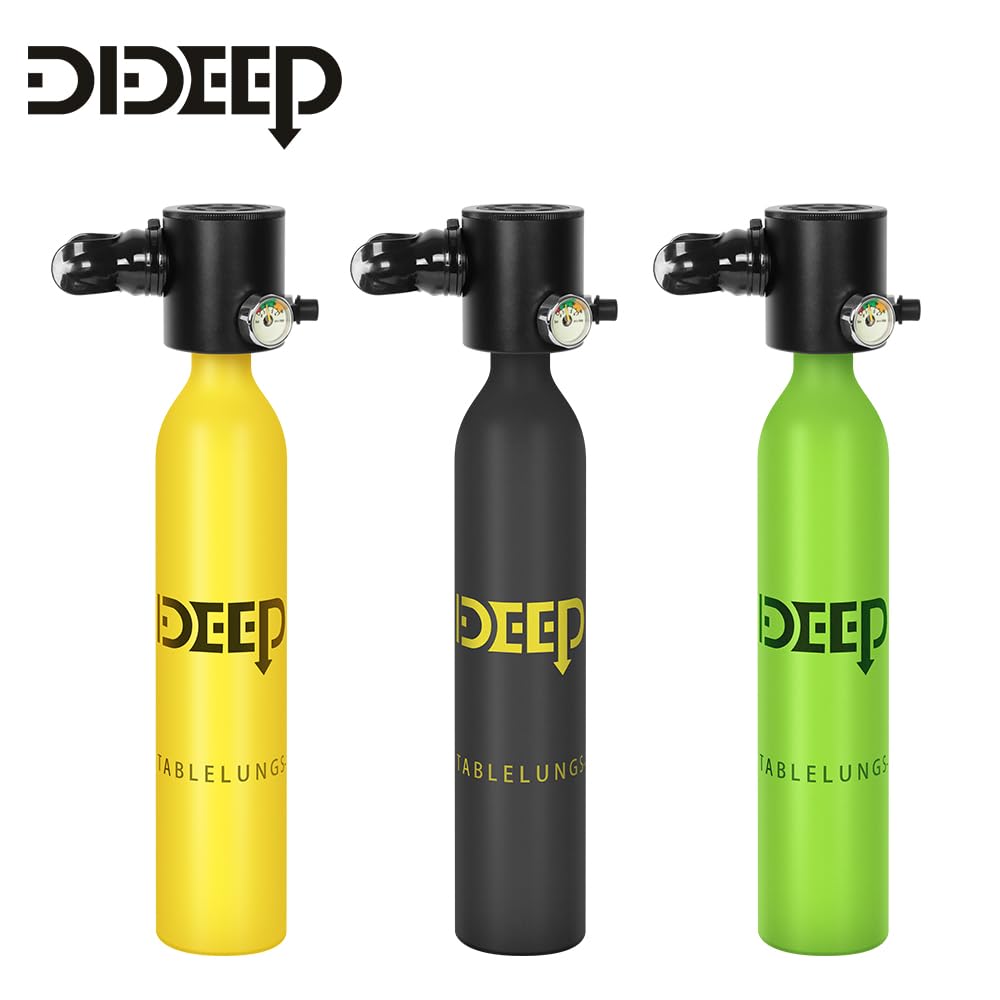 0,5L Mini Tauchflasche mit Pumpe | 5-10 Min. Tragbarer Tauch-Lungen-Tank für Schnorcheln, Apnoetauchen & Notfall-Backup | Perfekte Tauchpakete
