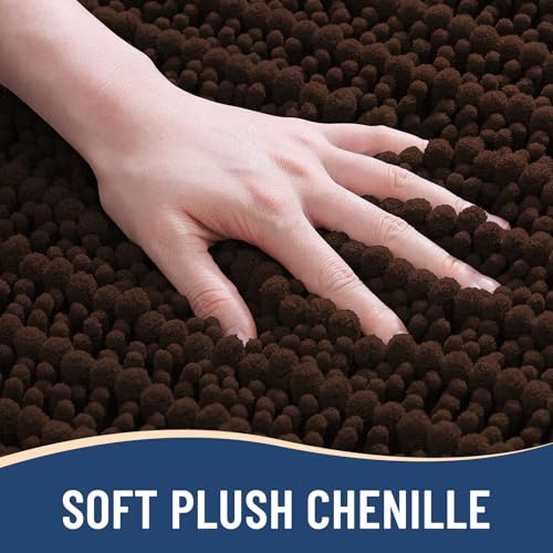 Image of Arotive Luxury Large Bathroom Rugs 40x24, Extra Soft Thick Absorbent Shaggy Chenille Bath Rugs, Machine Wash Dry, Bath Mats for Bathroom Floor, Tub and Shower, Home Decor Accessories, Brown