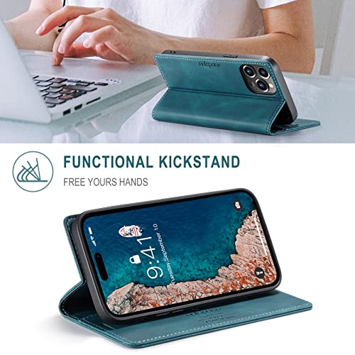 Capa tipo carteira compatível com iphone 14 plus, carteira de couro retrô real fólio com capa magnét