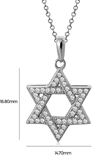 Miniatura 9 de Collar con colgante de plata de ley 925 con diseño de estrella de David blanca