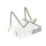 Display Stand with Metal Support Business Card Holder Rock Easel Stand with Square Base for Fossil Coral Geodes Agate